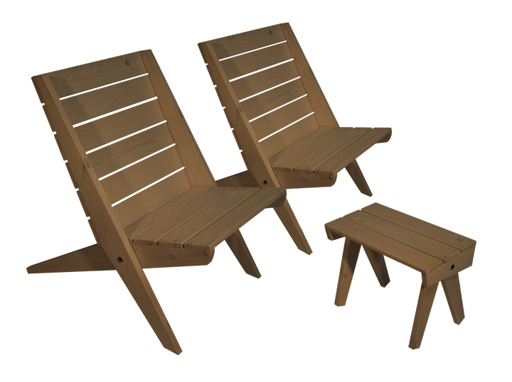 EcoFurn® Granny setti 2 x tuoli + pöytä mänty