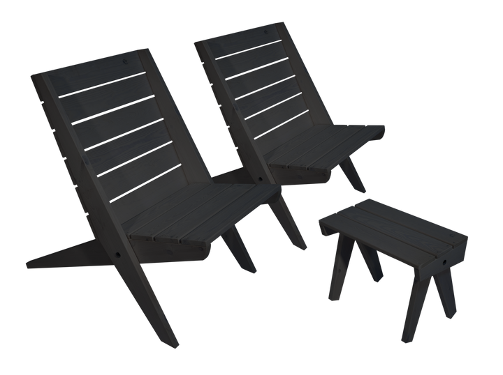 EcoFurn® Granny setti 2 x tuoli + pöytä mänty