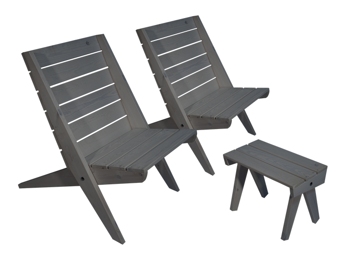 EcoFurn® Granny setti 2 x tuoli + pöytä mänty