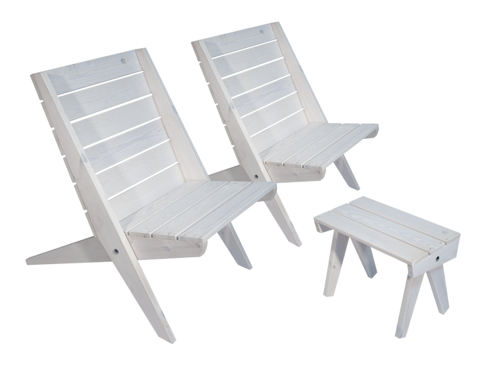 EcoFurn® Granny setti 2 x tuoli + pöytä mänty