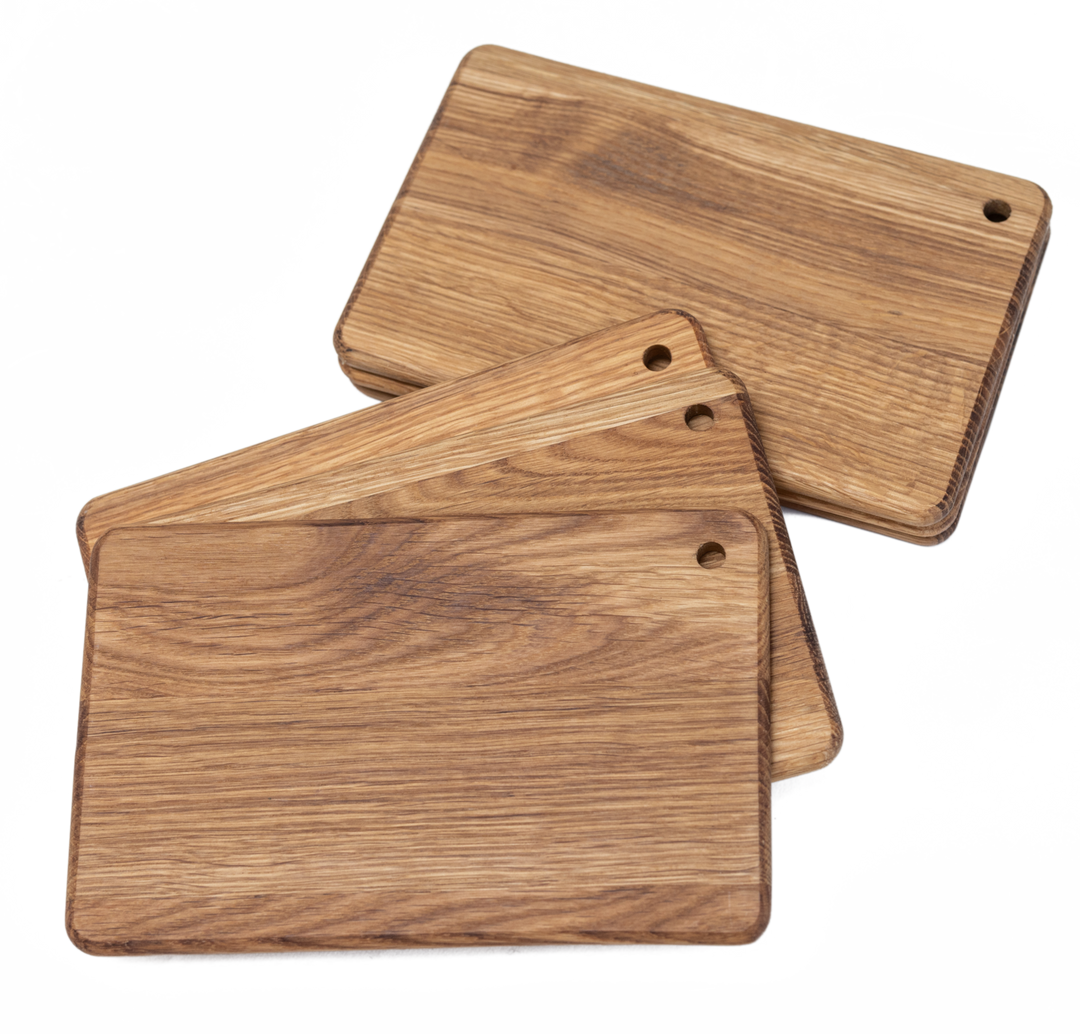 EcoFurn® Servier-/Mini-Schneidebrett aus Eiche, 6-teilig.