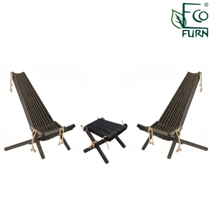 EcoFurn® Ekotuolisetti mänty, 2 tuolia, rahi ja niskatyynyt