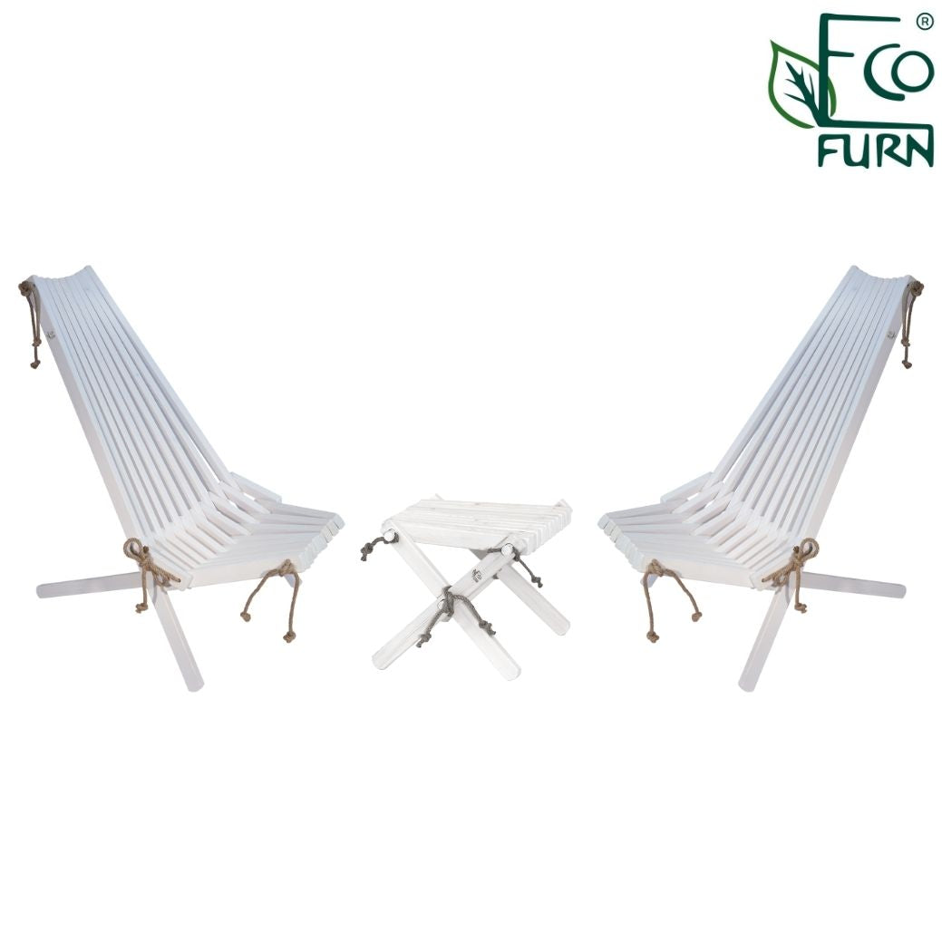 EcoFurn® Ekotuolisetti mänty, 2 tuolia, rahi ja niskatyynyt