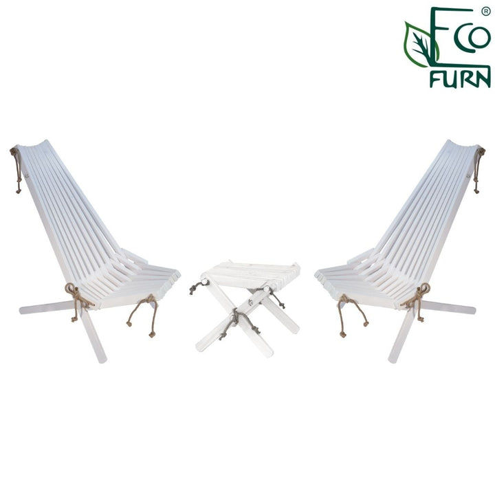 EcoFurn® Ekotuolisetti mänty, 2 tuolia, rahi ja niskatyynyt