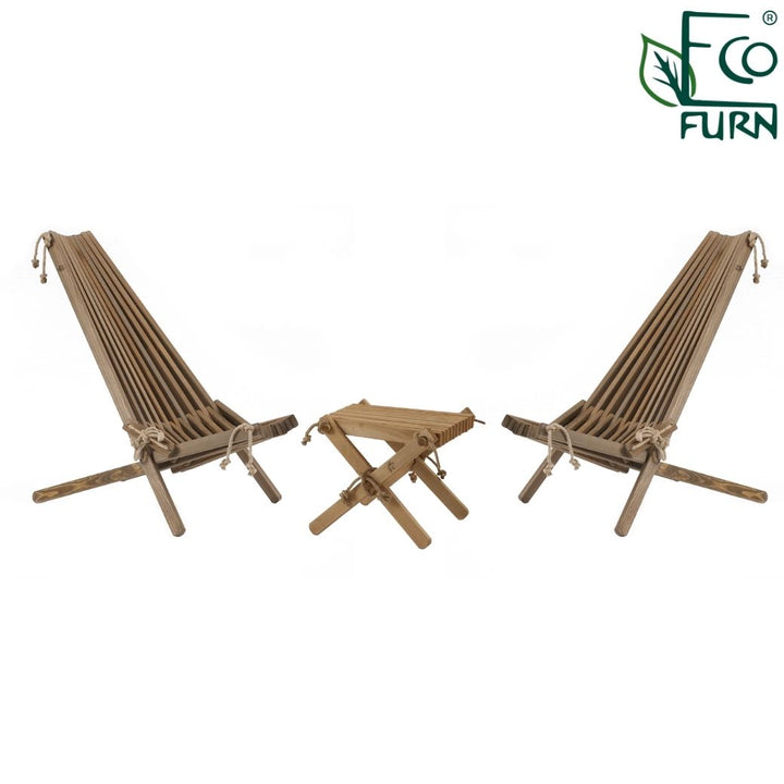 EcoFurn® Ekotuolisetti mänty, 4 tuolia, 2 rahia ja niskatyynyt